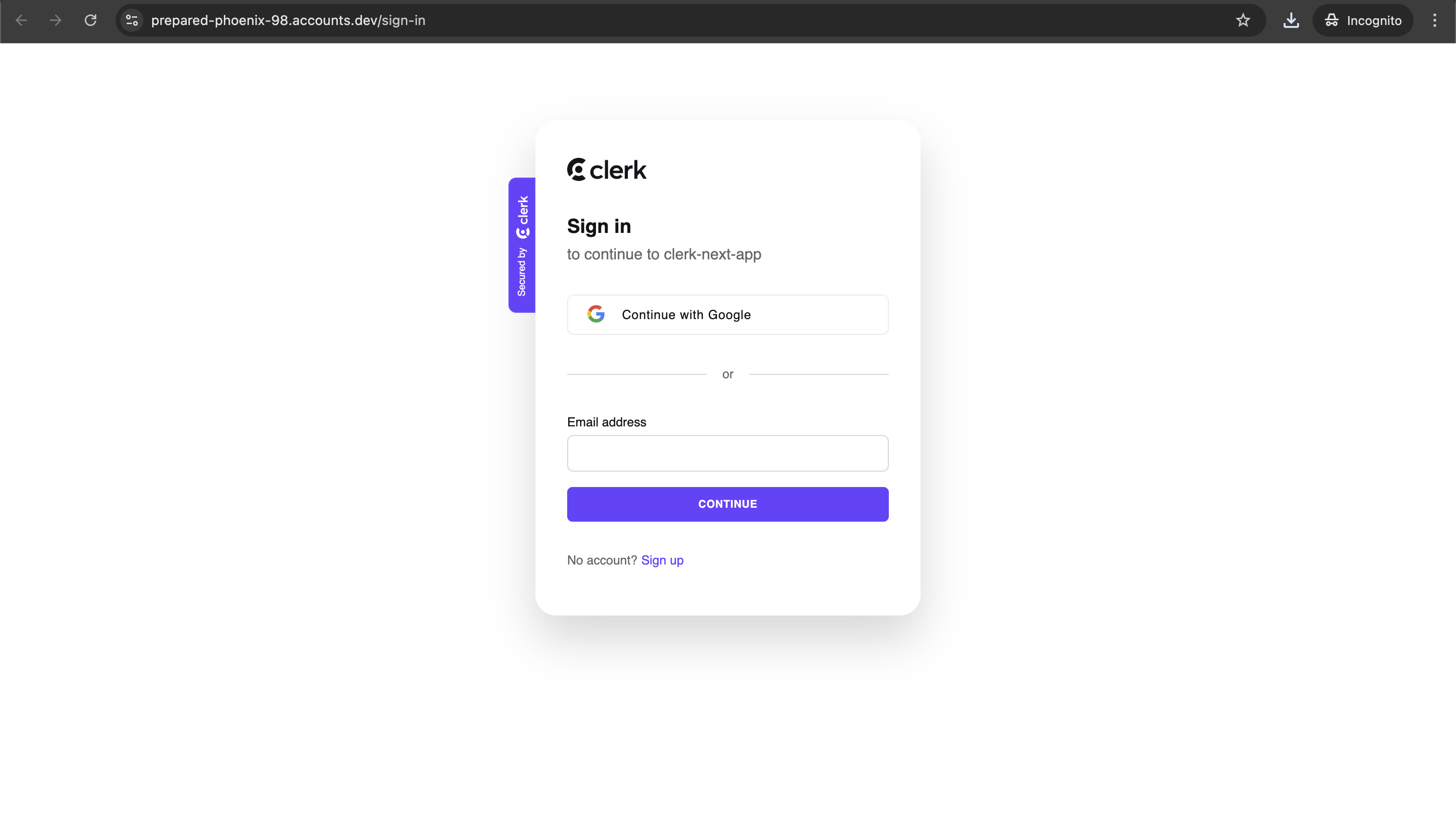 The Account Portal sign-in page hosts the <SignIn /> component